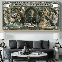Money Art 100 Dollar Street Graffiti Canvas Painting Posters and Prints Wolf of Wall Street Pop Art for Living Room Home Decor