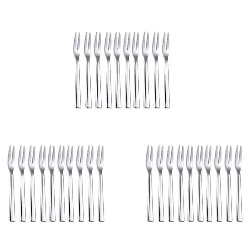 

A96I-30Pcs 304 Stainless Steel Cocktail Dessert Fork Appetizer Snack Cake Fruit Forks Set