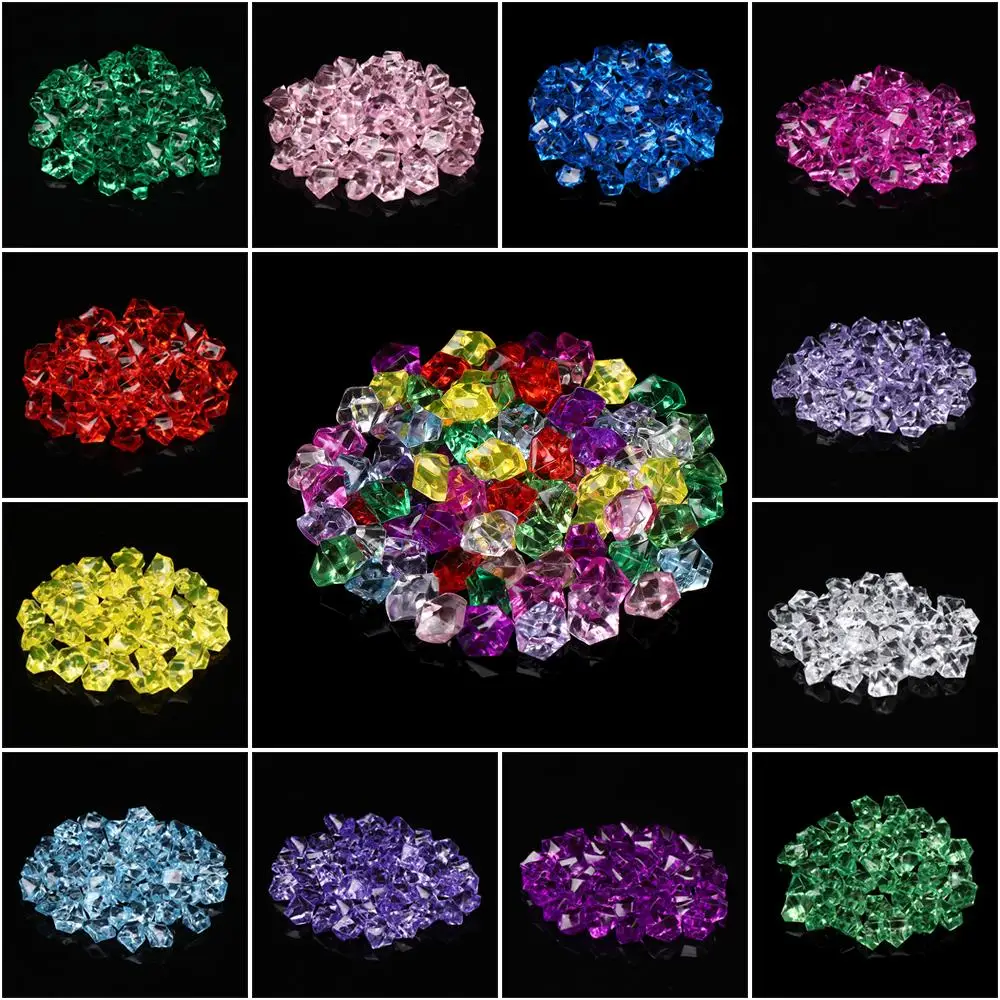 50Pcs/bag Colorful 1.4*1.1cm Aquarium Acrylic Stones Crystal Ice Cubes Decor Vase Filler Pebble Fish Tank Home Ornament