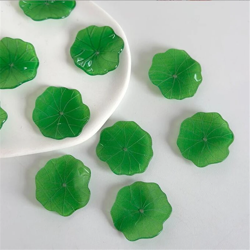 10Pcs/Lot Retro 26MM Acetic Acid Lotus Leaf Flower Torus Spacer Beads Charm Connectors Diy Hair Jewelry Making Resin Acessories