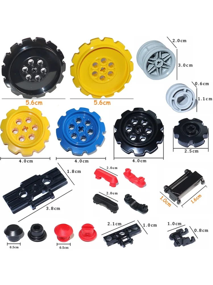 Pièces techniques blocs de construction, chaîne à maillons, ceinture de réservoir, roues de piste, camion, équipement de voiture, jouet en brique MOC 3711 3873 88323 57520 57519 42529