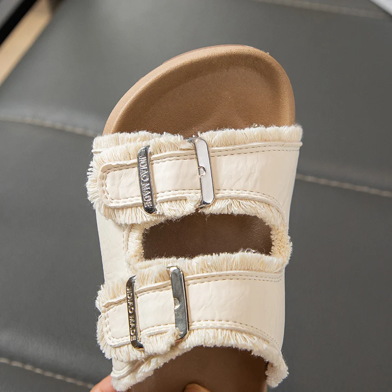 

Summer New Buckle Beach Shoes Girls Casual Fashion Sandals for Girls Childrens Slides Soft Sole Slip-on Slippers Casual Shoes