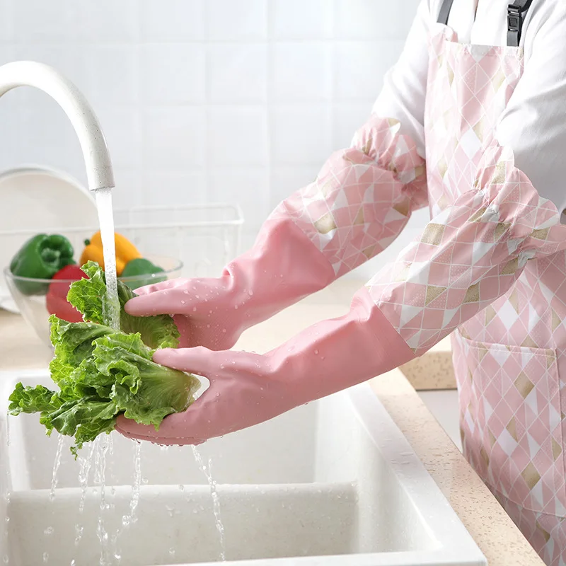 1 par de guantes de goma de invierno, guantes elásticos de engrosamiento para limpieza del hogar, lavado