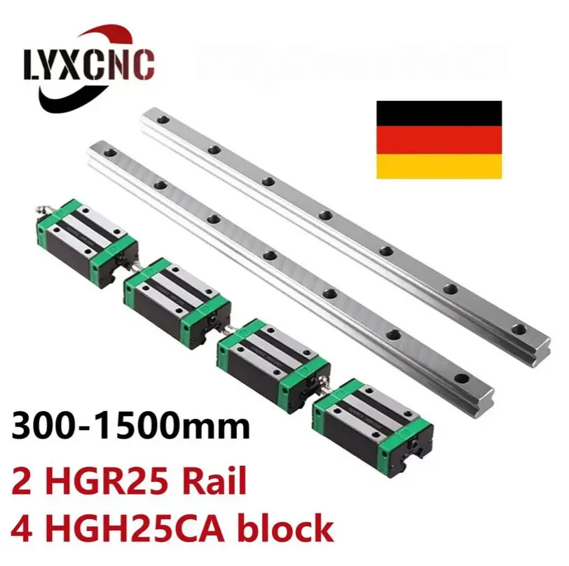 Produktbild von CNCYEAH HGR25 Linearführungsset – 2x Schiene 400 Mm + 4x HGH25CA Block + Schrauben + Abdeckung – Für 3D-Drucker, CNC