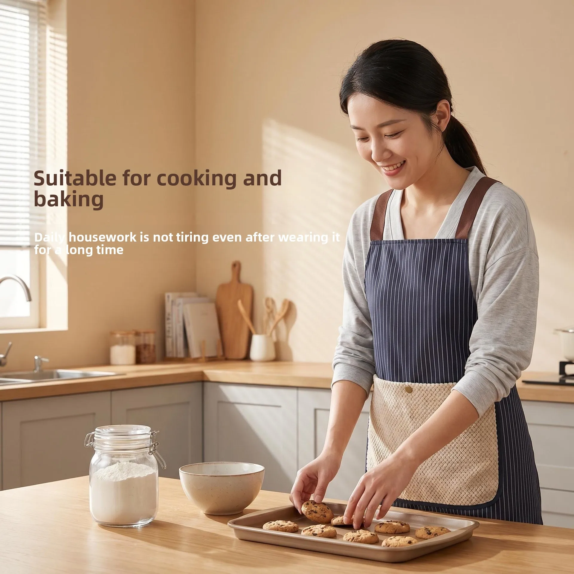 Kitchen Apron with Detachable Towel, Cross Back Waterproof & Oil-Proof Cooking Apron Stain-Resistant  Bib with Pockets