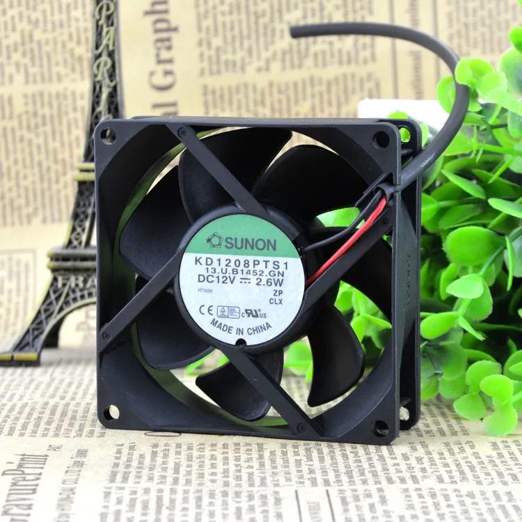 Jianzhun SUNO 8cm 8025 12V 1.9W KD1208PTS1 Chassis Power Supply Cooling Fan 2 Wire 80*80*25MM