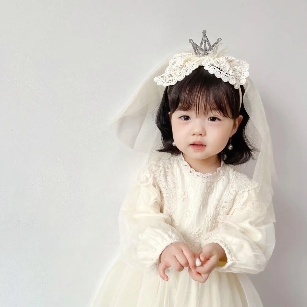 

Simple Mesh Birthday Hairband Crown Gauze Happy Birthday Headband Korean Style Photo Props Girls Hair Hoop Children
