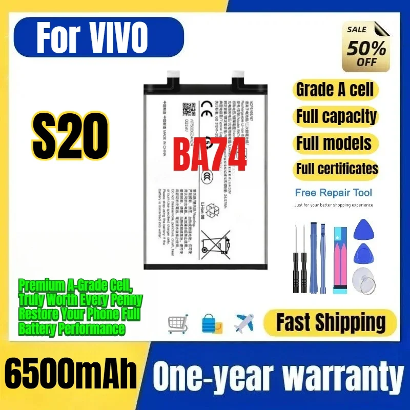 BA74 for VIVO S20 Mobile Phone Battery 0 Cycle High Quality High Capacity Battery Replacement Bateria Grade A Cell with Tools