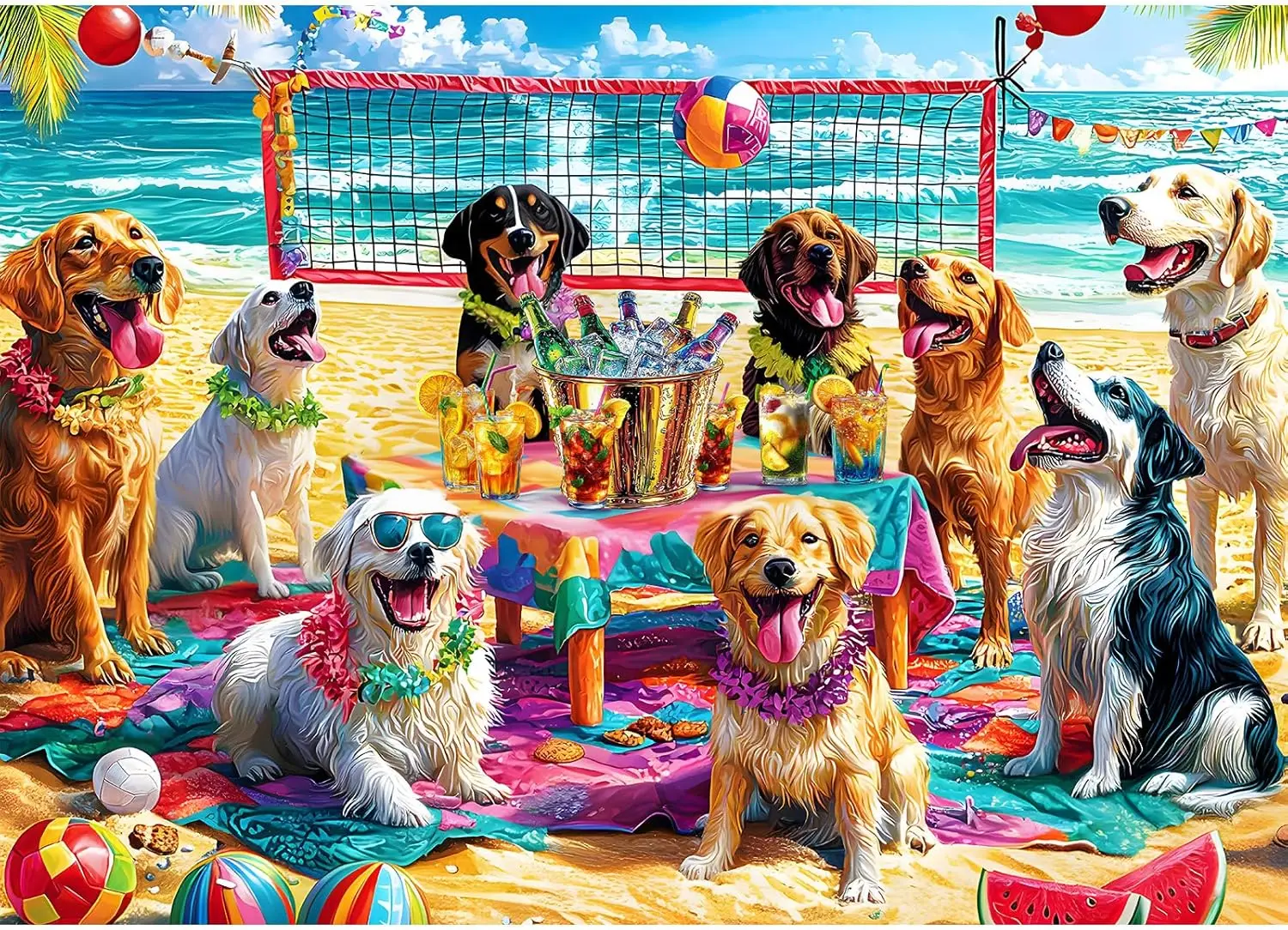 

Деревянные пазлы Dog Beach Bash различных размеров, без пыли, для домашнего декора, подарок на день рождения, игрушка для мужчин, женщин, пожилых людей