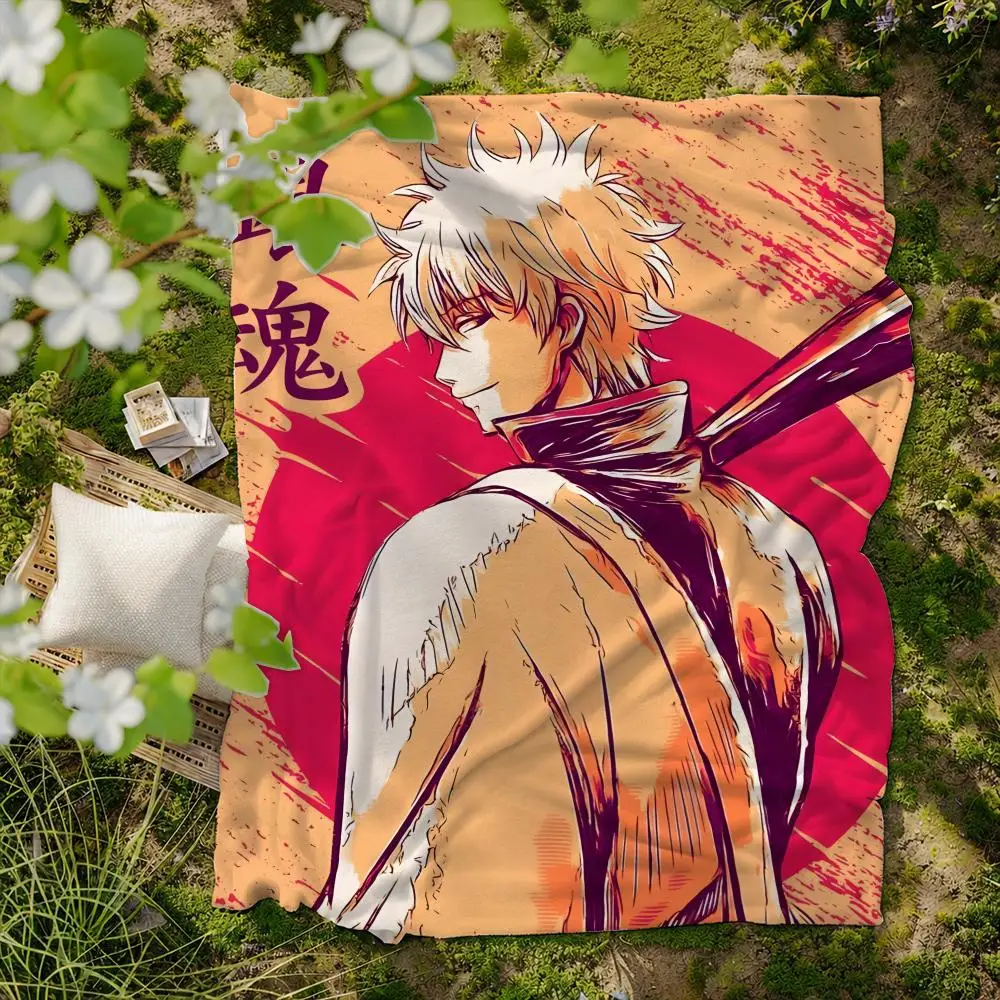 anime G-Gintama Story Throw Soft Flannel Blanket for Bed Bedroom Sofa Picnic Throw Skin-friendly Breathable Gift Cover
