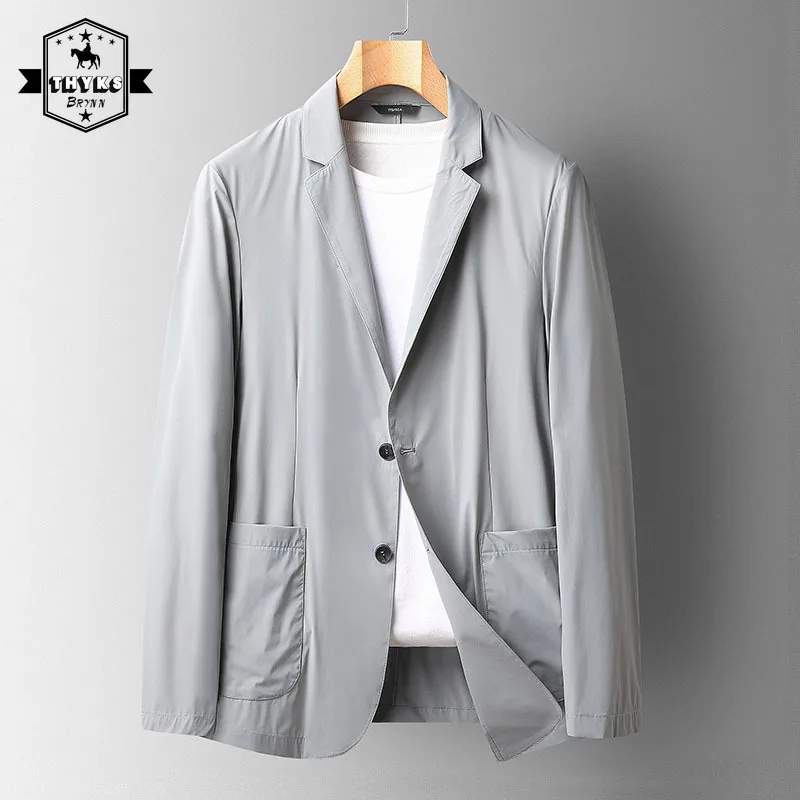 

Casual Thin Suit Men Outdoor Blazers Coat Sun-protective Outwear Milk Silk Elastic Breathable Jacket Luxury Top 2022 New Fashion