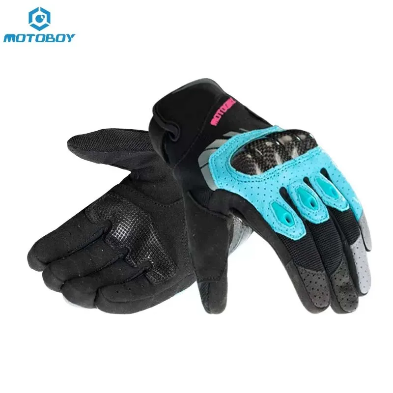 

Летние женские мотоциклетные перчатки MOTOBOY из козьей кожи, защита из углеродного волокна, дышащие мотоциклетные перчатки для мотокросса, сенсорный экран