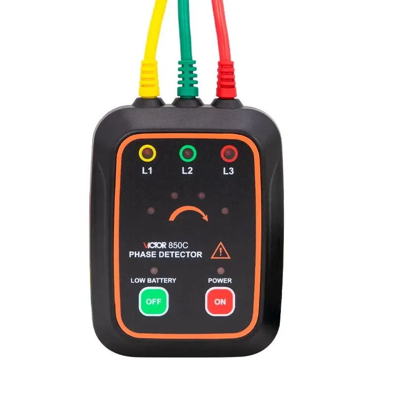 VICTOR 850C Non Contact Phase Sequence Rotation Tester LED Buzzer Indicator Detector Checker Meter 60V~100V