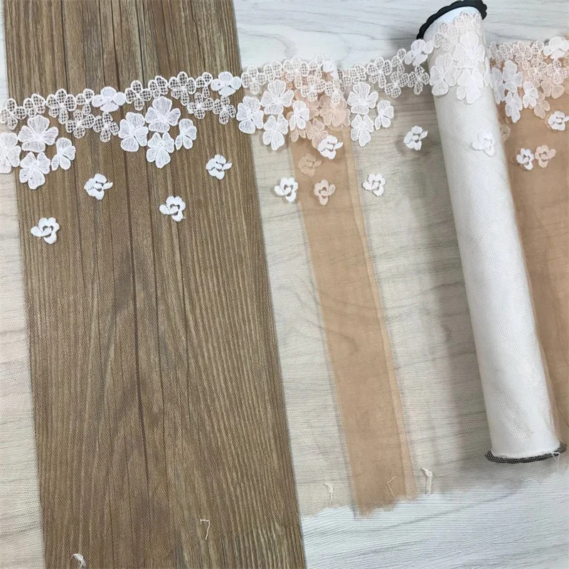 

Nude Tulle Lace DIY Bra Sewing Accessories Trim Daisy Flower Embroidery Skin Color Mesh Lace Fabrics for Lingerie Needle Work