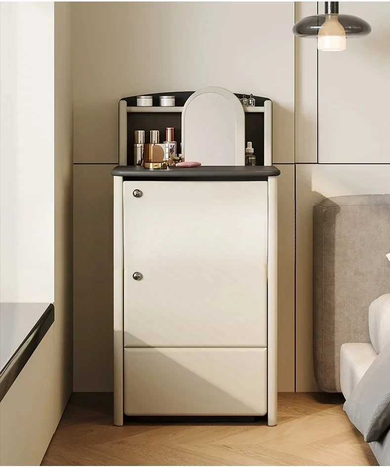 A Cream wind solid wood small dresser modern simple bedroom makeup table bedside storage cabinet integrated