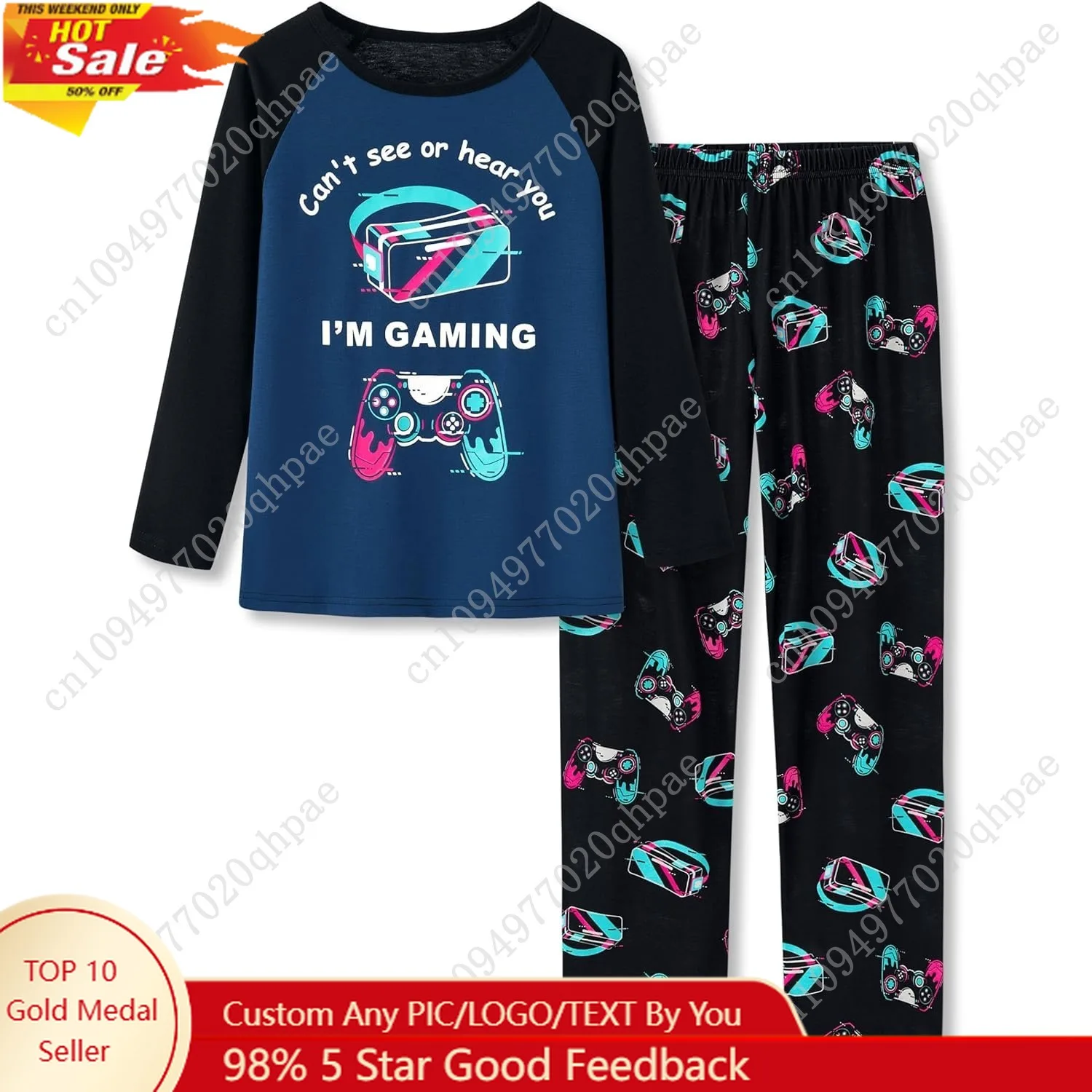 

Tebbis 2-Piece Cozy Pajamas For Little/Big Boys Soccer Ball Long Sleeves Cool PJs Set Kid Size 6-18