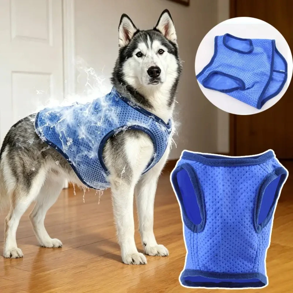 Summer Heatstroke Prevention and Cooling Pet Vest Cool Clothes for Dogs Sweat Absorbing and Breathable Vest with Air Vent Design