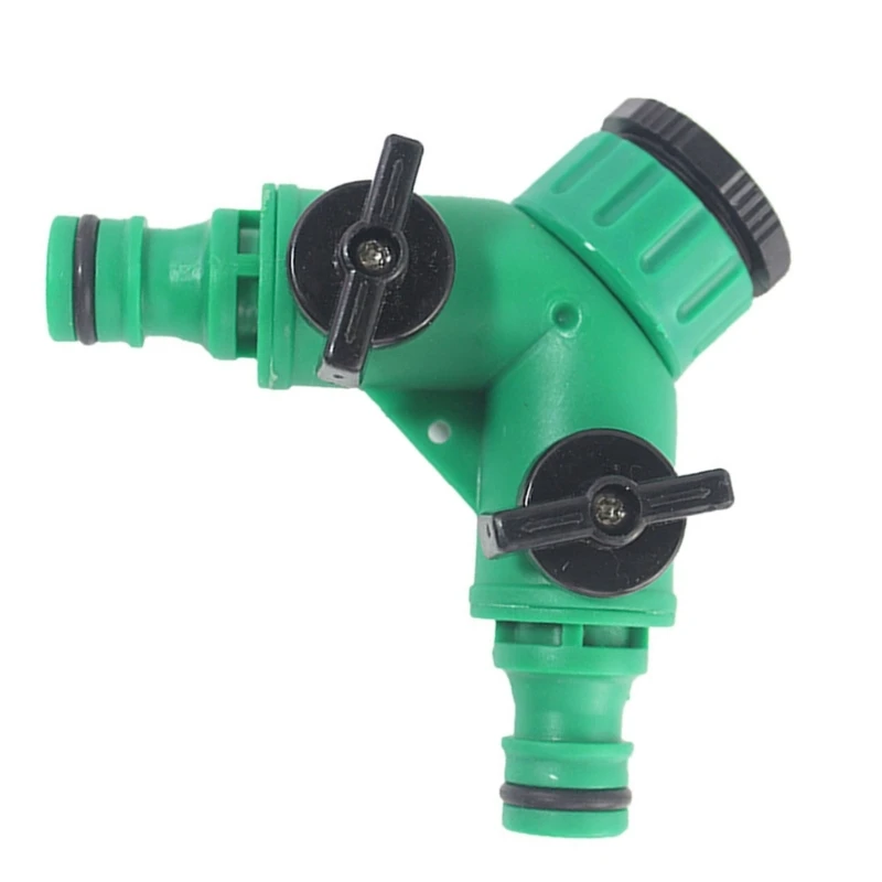 Easy to Use Watering Systems Flows Adjusting Three Way Hose Connector with Shutoff Valves Suitable for Garden Irrigation