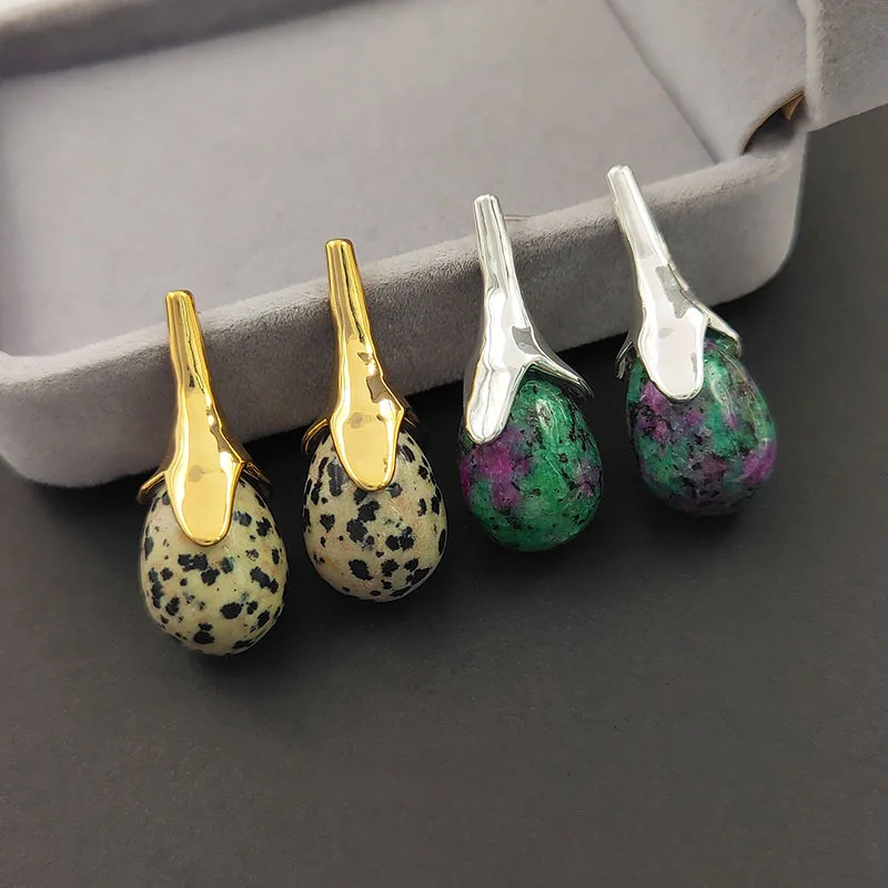 

Classic Natural Stones Waterdrop Semiprecious Stone Earing for Women Ethnic Designer Drop Earrings Fashion Jewelry Gifts