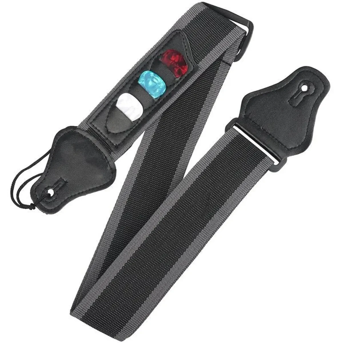 Miwayer PU Leather Guitar Strap, Adjustable Shoulder Strap w/ 3 Guitar Picks Storage Bag Holder for Electric Bass & Acoustic view 4