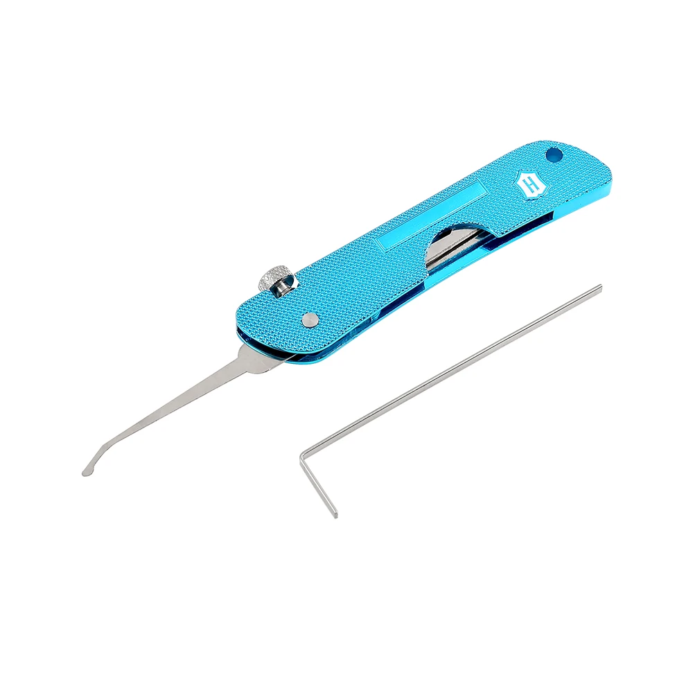 Coloured Foldable 7 in 1 Lockpicking Hooks Lock Pick Set Locksmith Tools Huashi Pocket Portable Civilian Hardware Tools