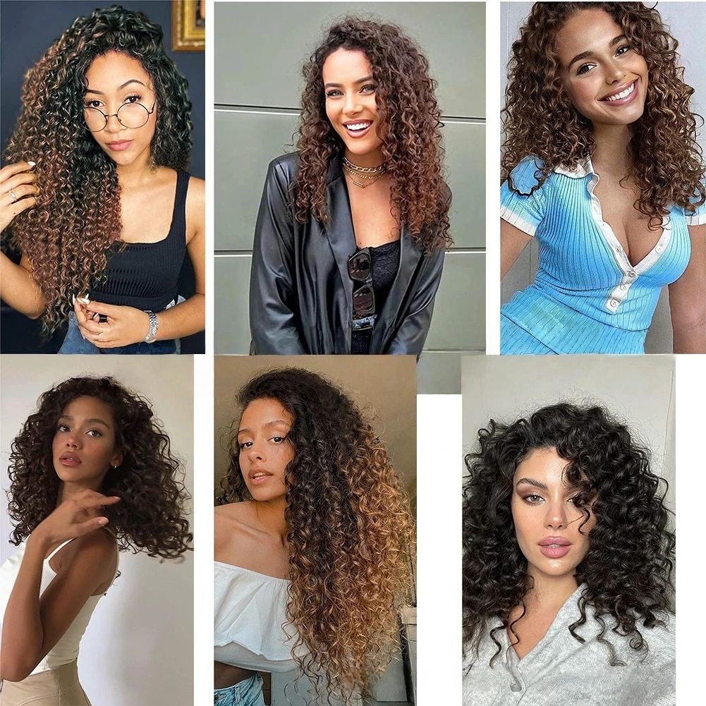 GoGo مجعد كروشيه اصطناعي تجديل الشعر طويل مجعد الكروشيه تجديل الشعر 18 بوصة أومبير كروشيه اصطناعي تجديل الألياف الشعر #6