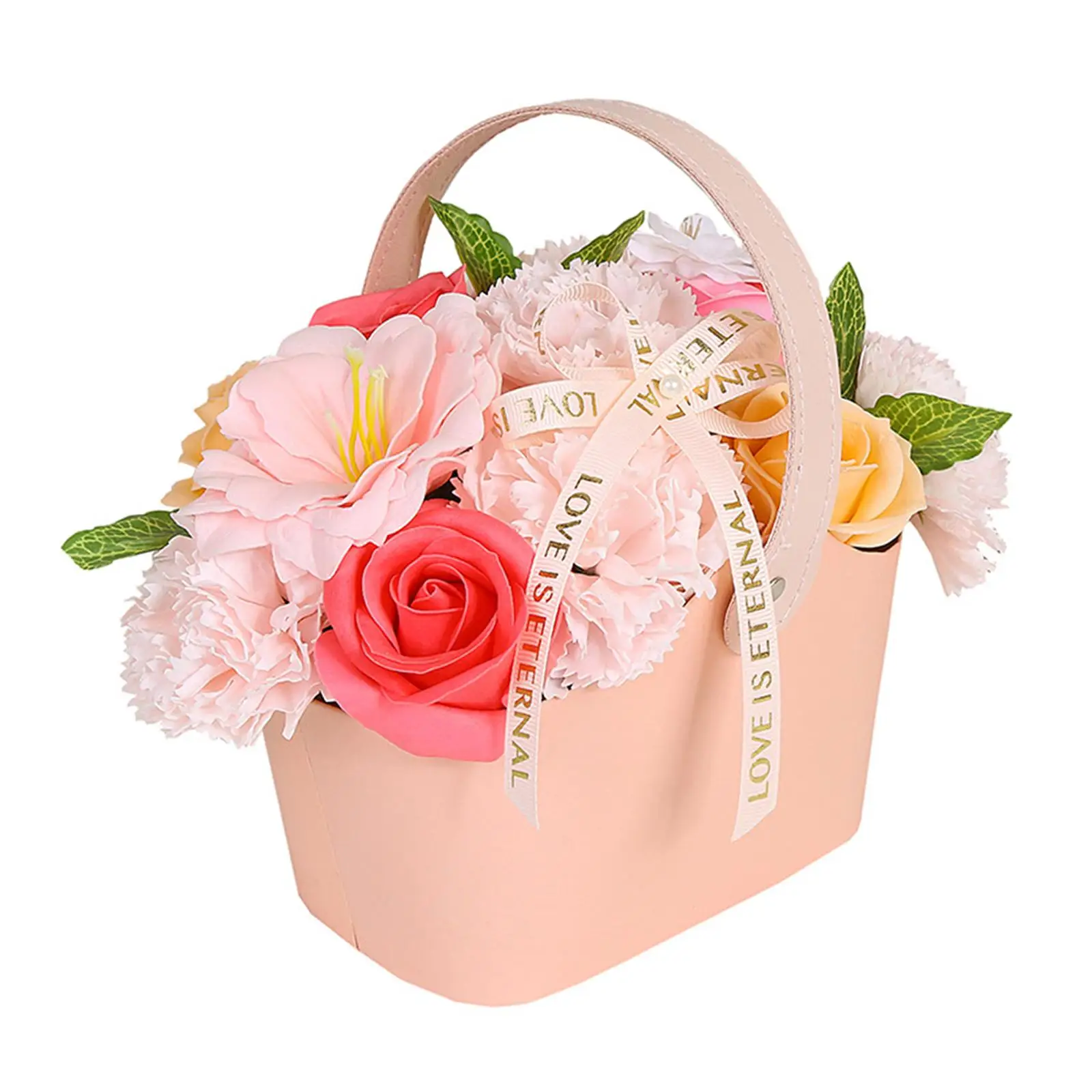 Flor de Jabón Artificial, Regalo para el Día de la Madre, Decoración Hecha a Mano para Mesa, Cesta de Flores Decorativa para Bodas, Día de Acción de Gracias, Cumpleaños