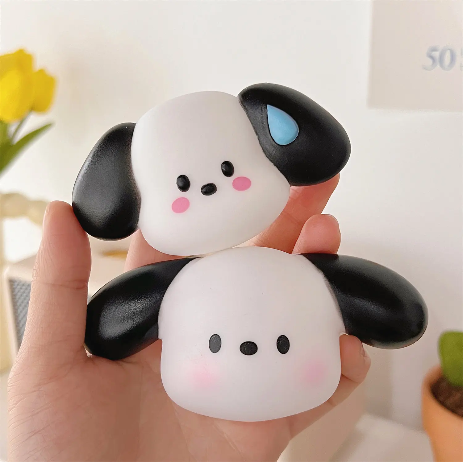 3 Stück niedliche Cartoon-3D-Schwitzhund-DIY-Zubehör, große Ohren, Hundehausschuhe, Tasche, Spiegel, Dekorationszubehör