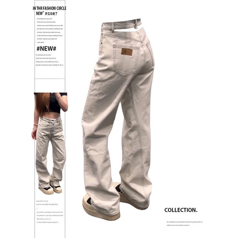 

ZHIZOU Women Baggy Jean American Retro Denim Cargo Pants Y2k Design High Street Wide Fit Cowboy Japanese Harajuku Long Trousers