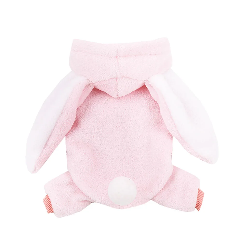

Cute Pet Clothes Bunny Ears Design Soft Coral Fleece Cats Dogs Small Medium Halloween Outfit Costumes Dog Coat Pet Party Clothes