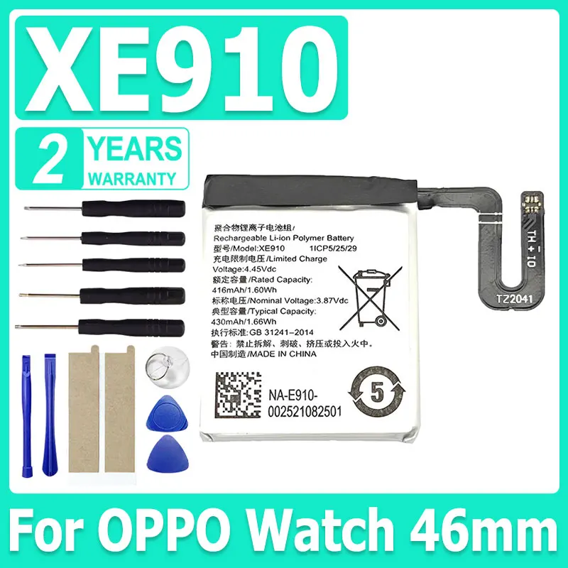 

XE910 Replacement Watch Battery For OPPO Watch 46mm 430mAh Latest Built-in Internal High Quality Watch Batteries