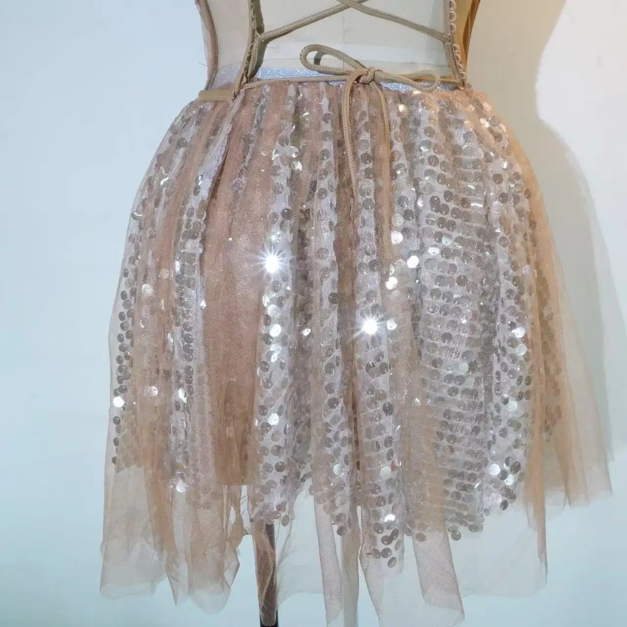 السيدات كريستال الترتر براقة قطعتين فستان عارية الذراعين ملهى ليلي المرحلة فستان سحب الملكة القطب الرقص حفلة عيد ميلاد الزي