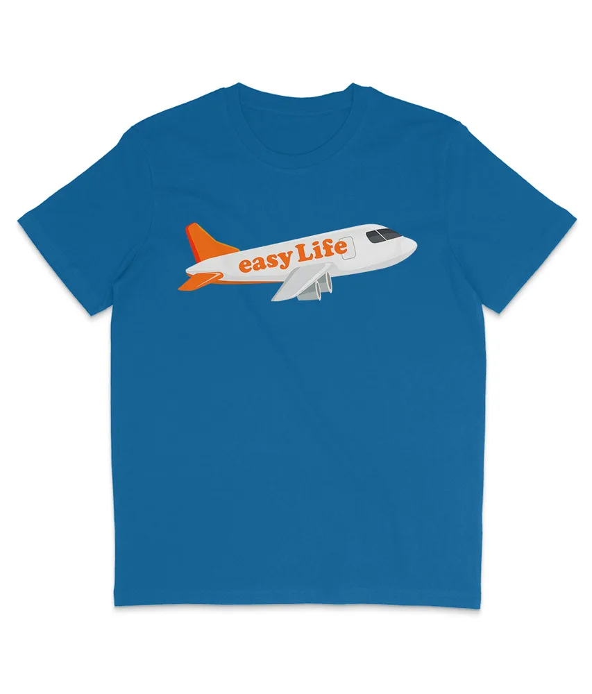 easy Life - Aeroplane- Organic T-Shirt - Leicester - Jazz - Pop - easyJet  Tees Cotton Luxury brand vintage oversized