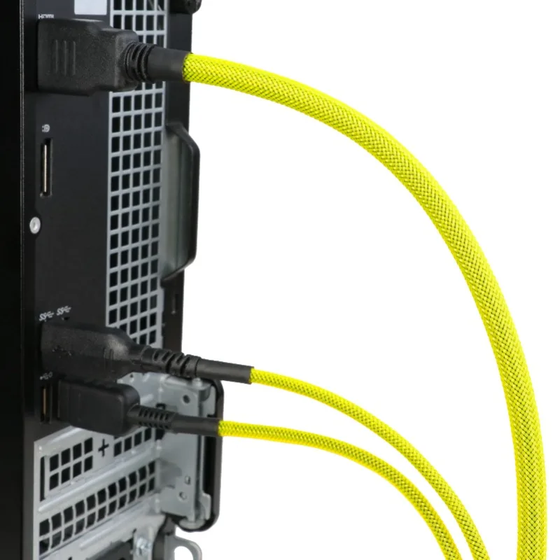 1-50m Yellow PET Expandable Cable Sleeve 2mm-40mm Tight Braided High Density Office Wire Harness Protection Wire Wrap Sheath