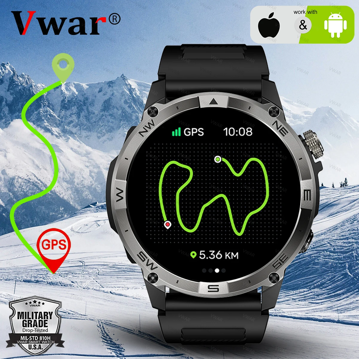 

T-Rex Ultra GPS Military Smart Watch Men 10ATM Waterproof Outdoor Sport Fitness Tracker Health Monitor Bluetooth Call Compass