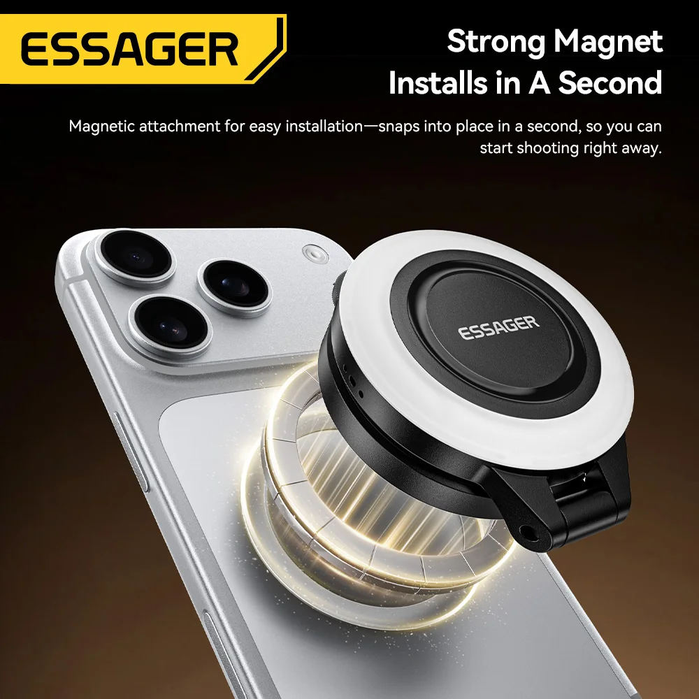

Essager Smartphone Magnetic Fill Light Mini Selfie Light 3 Modes Adjustable Brightness For iPhone Samsung Xiaomi for Vlog Live