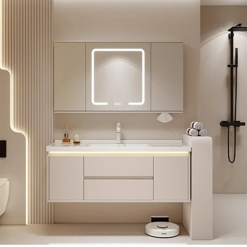 Muebles de Almacenamiento con Espejos para el Hogar, Muebles de Madera, Muebles de Cerámica para Baño, Gabinetes para Lavabo, Gabinetes Vintage con Luz para Lavabo