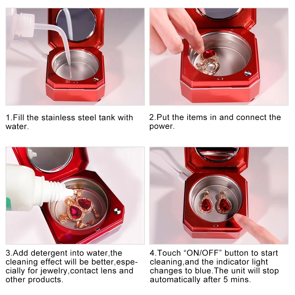 Мини-портативный ультразвуковой очиститель белья для ювелирных изделий, часов, инструмент для протезов, ультразвуковая высокочастотная вибрационная стиральная ванна
