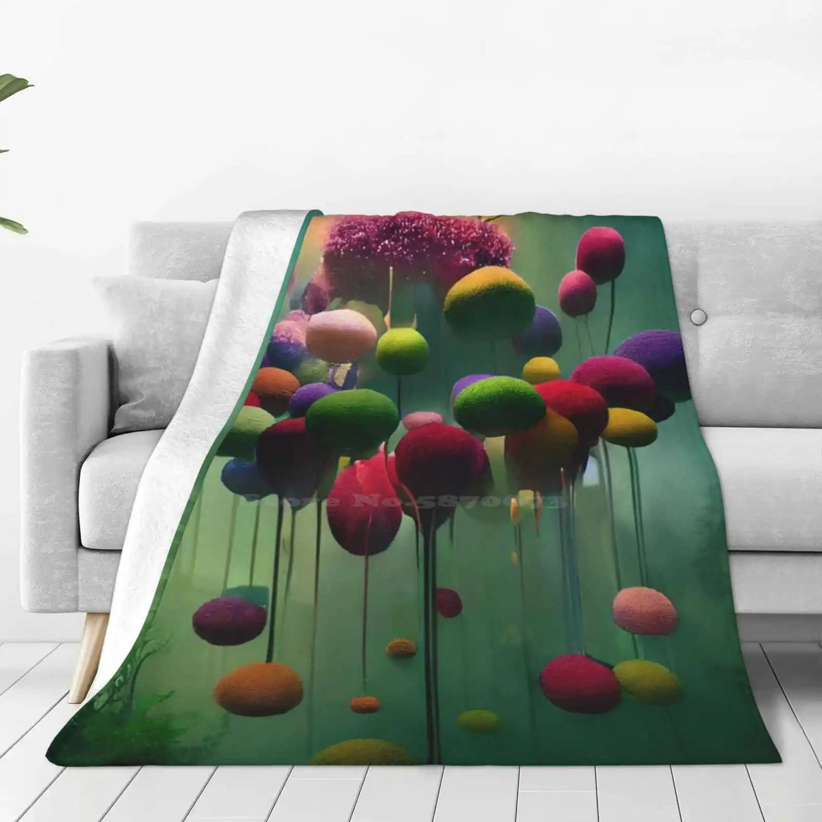 Nature-Magical Tree Fruits Super Warm Soft Blankets Throw On Sofa/Bed/Travel Flowery Art Landscape Artscape Flower Bed Stylized