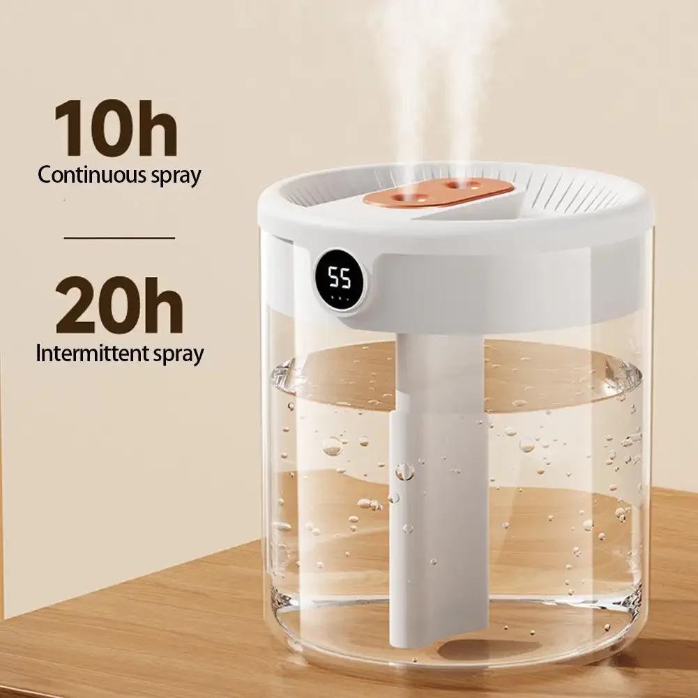 Air Humidifiers With Night Light 2L Double Nozzle Large Capacity LCD Display Ultrasonic Sprayer Humidifier Filter For Home