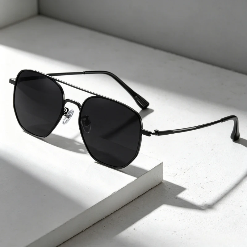 New Classic Metal Double-Bridge Sunglasses Unisex Fashionable Anti-UV Shades for Driving UV400 Trendy Street Style Sun Glasses