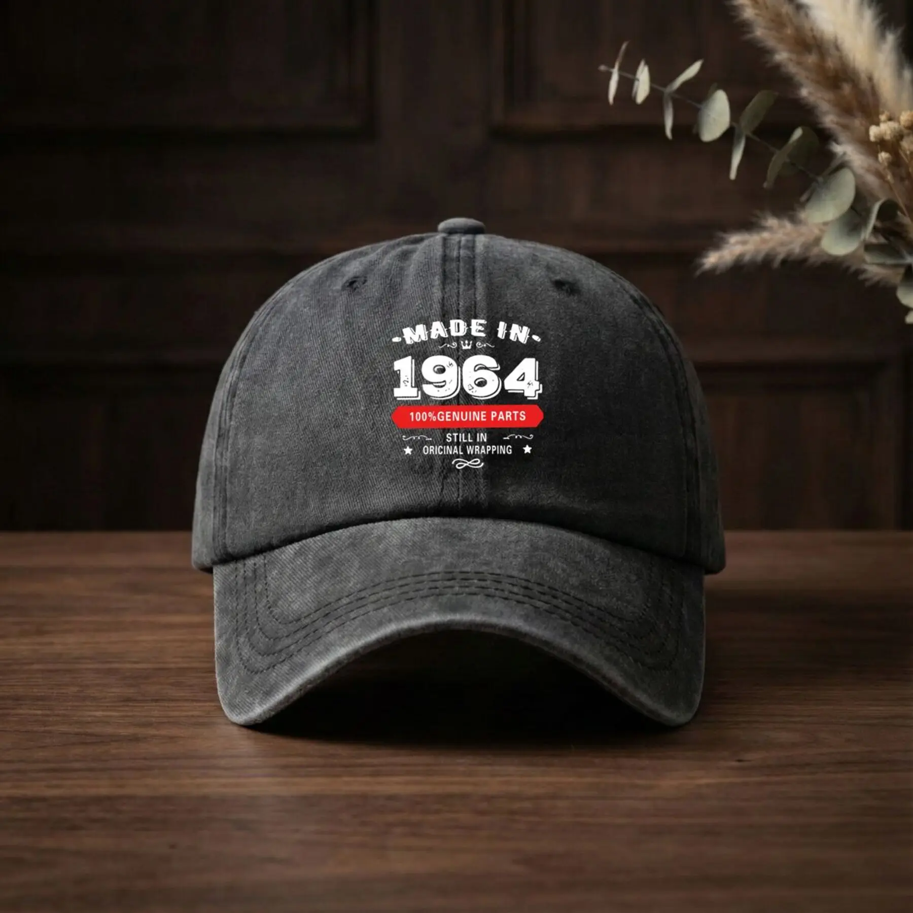 1964 Made Retro Art Unisex Verstellbare Vintage Baseballkappe mit P, ein modischer, gewaschener Sport-Sonnenhut, geeignet für sowohl Männer als auch Frauen.