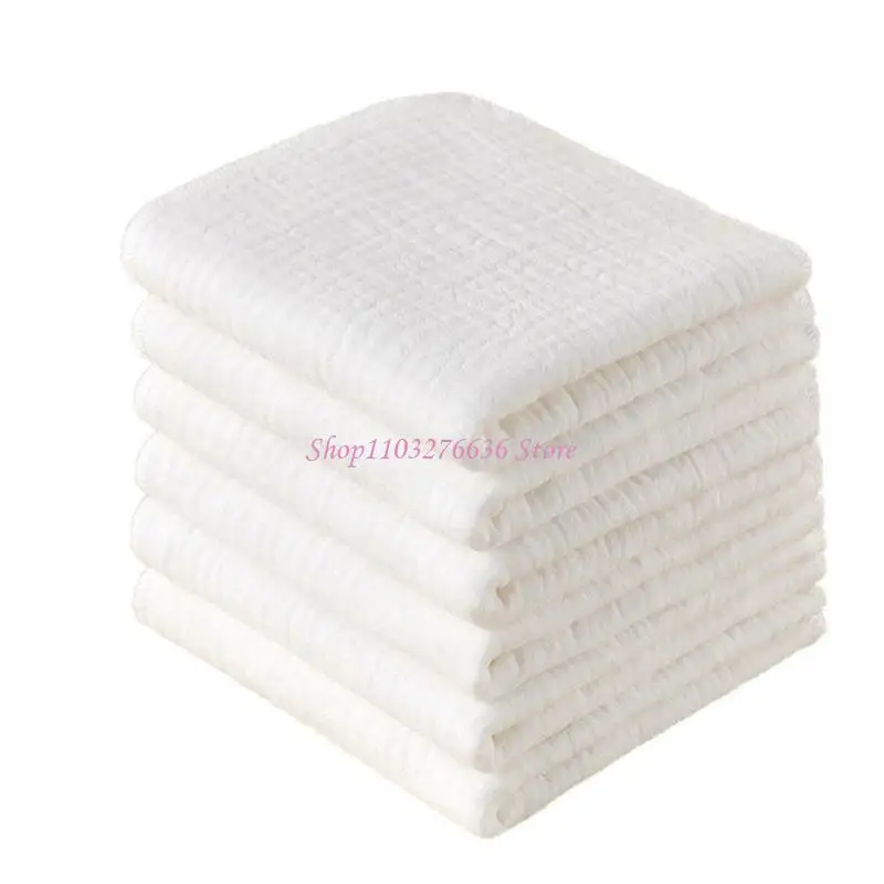 R6FD Cotton Square Towel for Baby, Color Newborns Face Mouth Wipe Cloth Reusable Nursing Bib Infants Burping Cloth