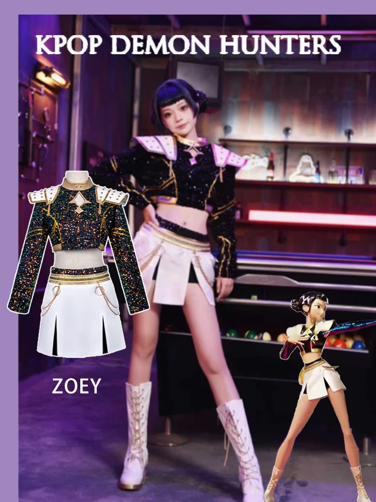 K-Pop Demon Hunters Rumi Zoey Mira Stage Performance Outfit Costume Cosplay con parrucca Ruolo Playi Suit per la festa di Halloween