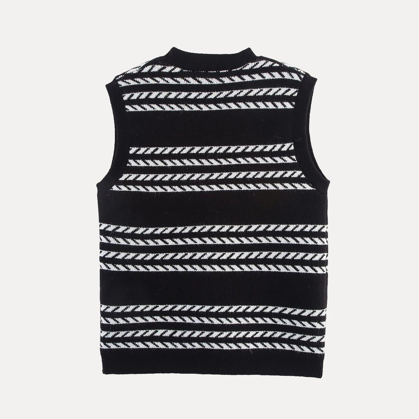 Chaleco de Punto Holgado con Cuello en V para Mujer, Verano 2025, Nuevo, a Rayas, Abierto, Cómodo, Mezcla de Poliéster