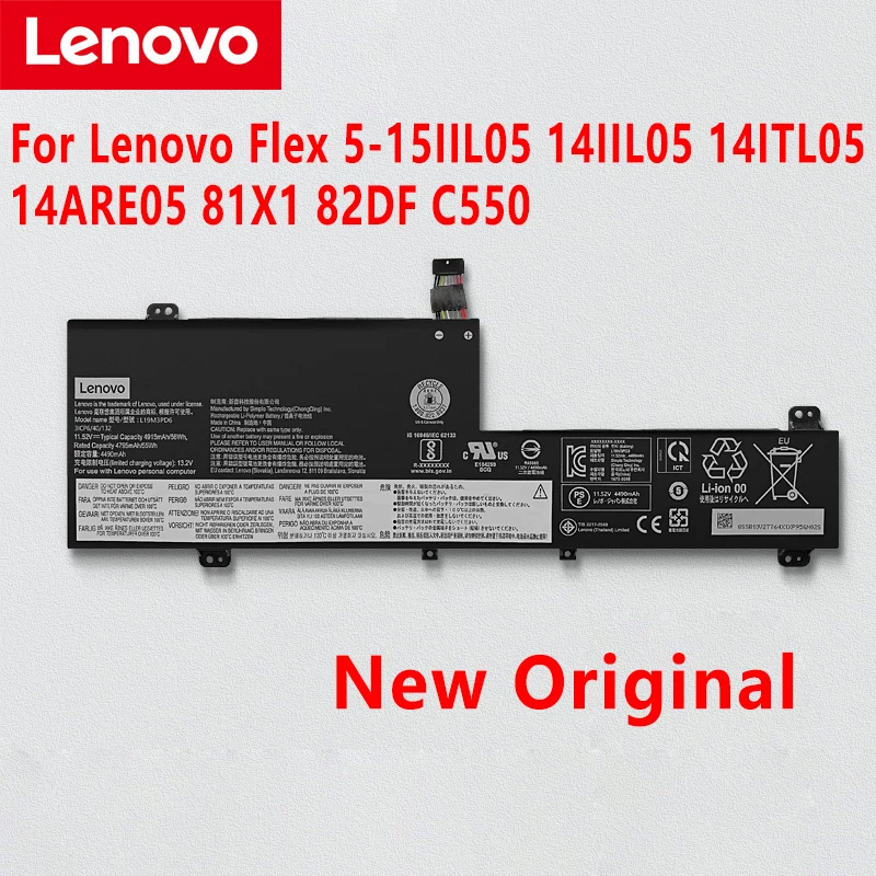 

NEW Original Laptop Battery For Lenovo Flex 5-15IIL05 14IIL05 14ITL05 14ARE05 81X1 82DF C550 L19L3PD6 L19M3PD6 L19C3PD6 L19D3PD6