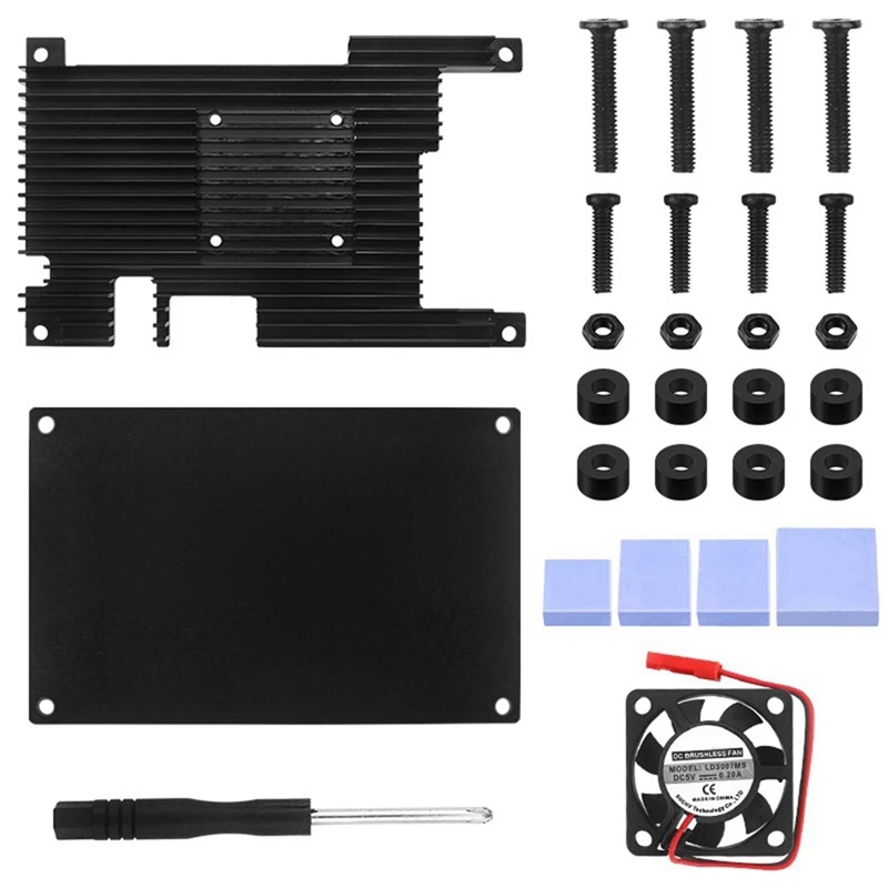 2025 New For Orange Pi 5 / 5B Aluminum Alloy Case Active & Passive Metal Cooling Enclouse With Fan Heat Sinks Protection