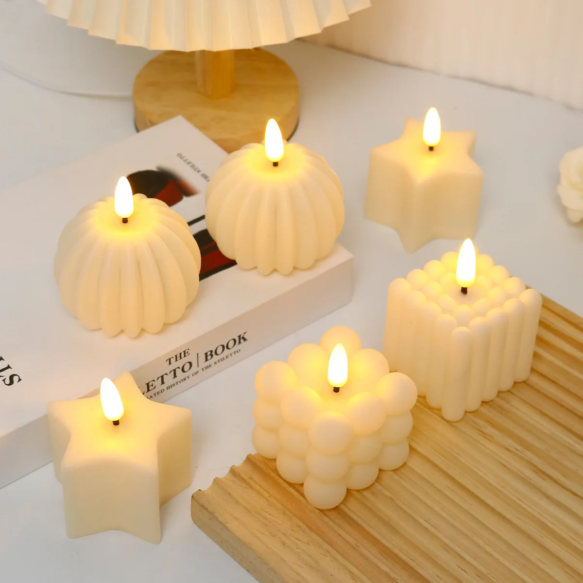 Led Candle  Cube for Wedding, Birthday, Christmas Decoration, Smoke-free Lighting, INS Photography Props Led Candle