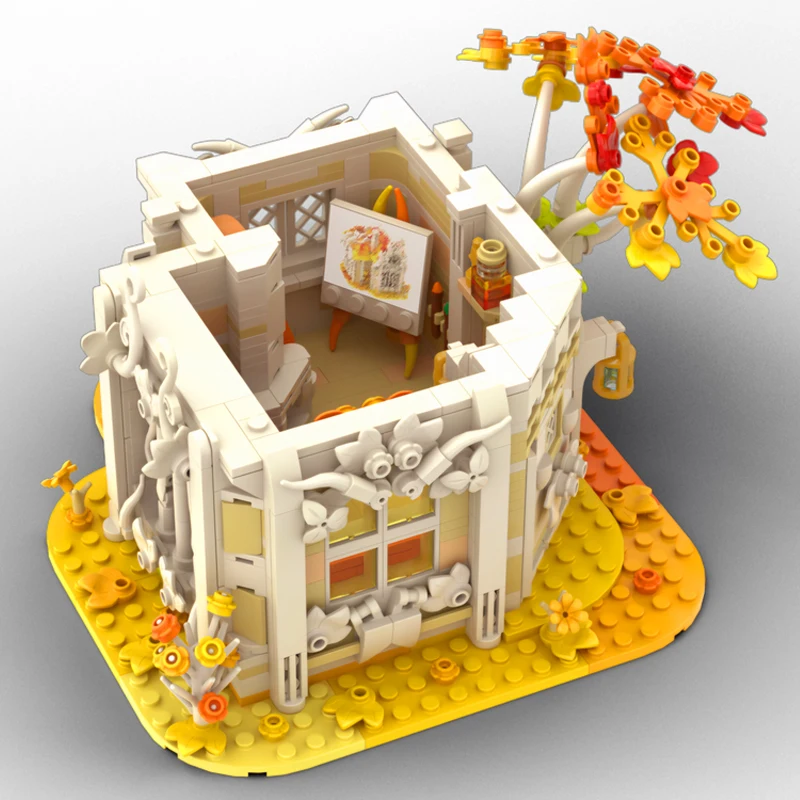 MOC- 191138   Autunno-Casa di betulla Blocchi di costruzione urbani Città Set di bellezza estetica Adulti Regali creativi Decorazione natalizia 1559 pezzi