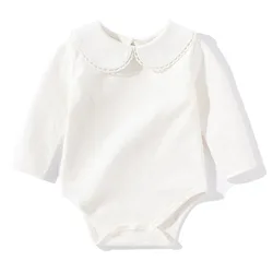 Pelele de algodón de manga larga para niña, ropa para bebé de 0 a 24 meses, color blanco, para otoño y primavera